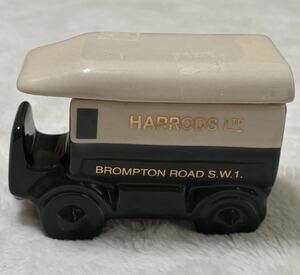 Harrods Tea Box Ltd London Pottery Lidded Delivery Truck Trinket 5" x 4" Vintage
